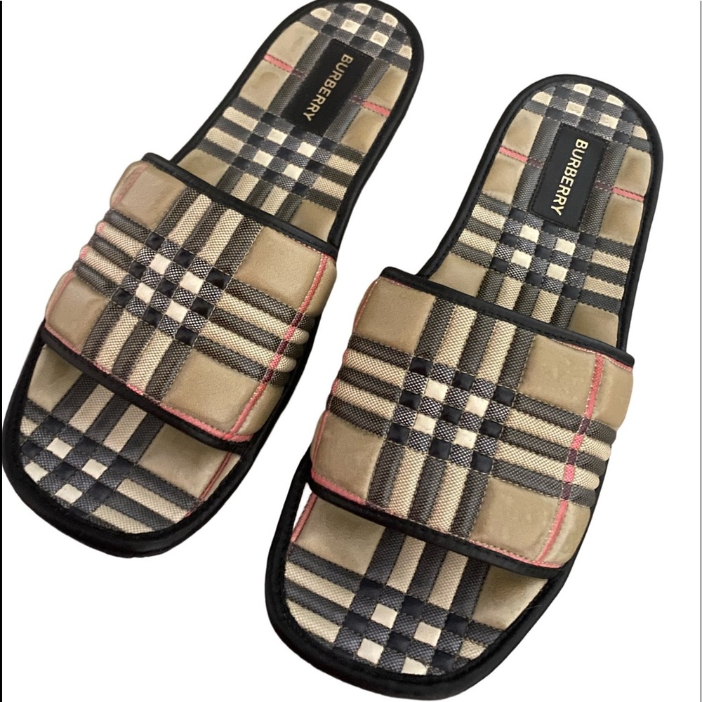 Burberry Check Quilted Lambskin Slides